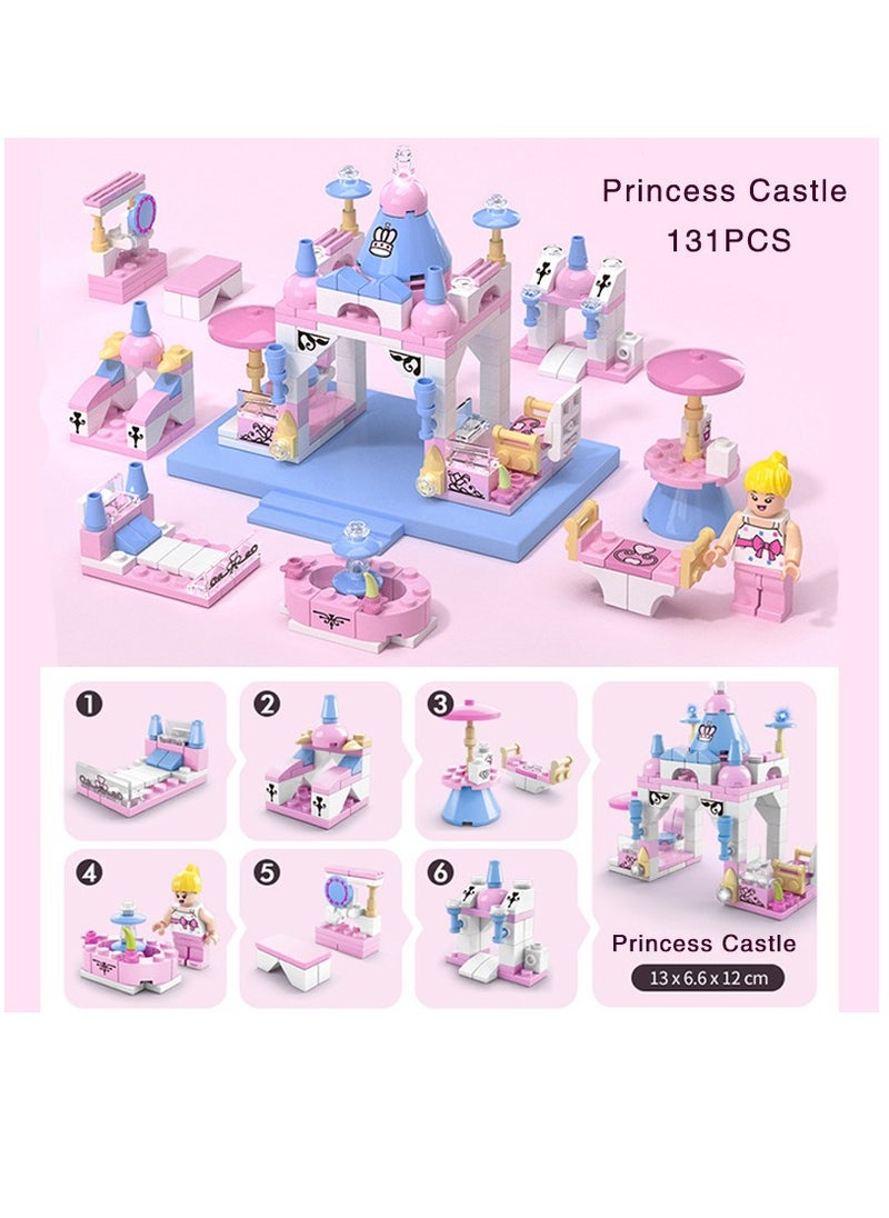 131-Piece Mini Princess Castle 6-in-1 Building Block Toy  - Image 2