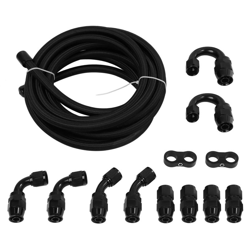 LokoCar 8AN PTFE Fuel Line Kit AN8 E85 Nylon Braided Fuel Line Hose Fitting Kit 20FT Black - Image 3