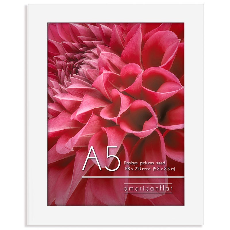 Americanflat A5 Picture Frame with ShatterResistant Glass  58x83 Frame with Engineered Wood  Signature Collection  A5 Frame for Tabletop and Wall Display  White
