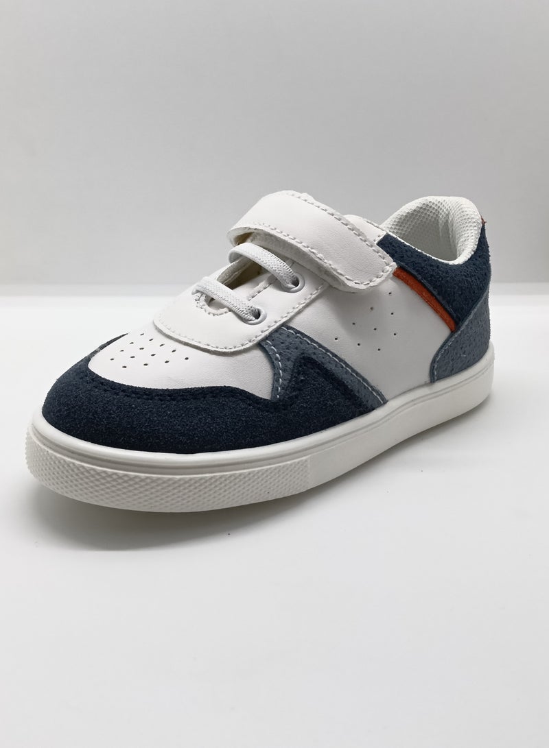 Flat Sneaker Shoes Casual For Kids - White & Blue  - Image 1