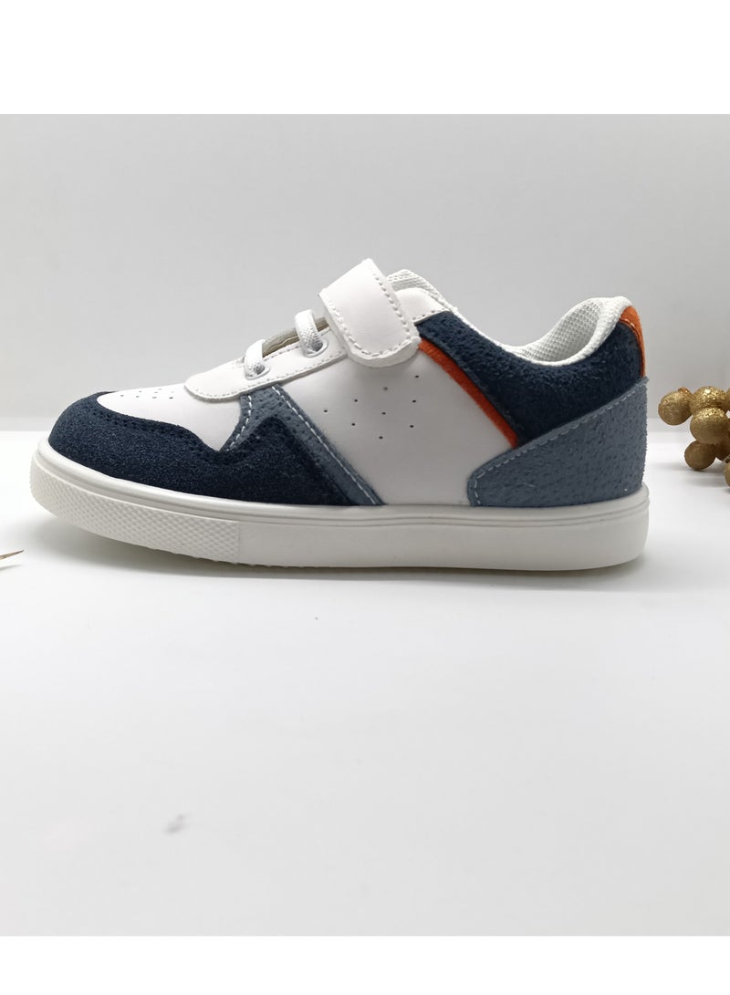 Flat Sneaker Shoes Casual For Kids - White & Blue  - Image 3