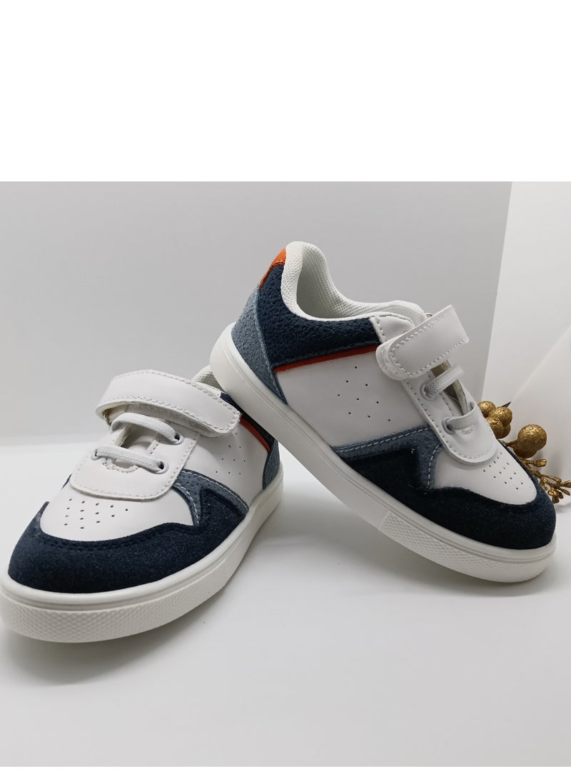 Flat Sneaker Shoes Casual For Kids - White & Blue  - Image 4