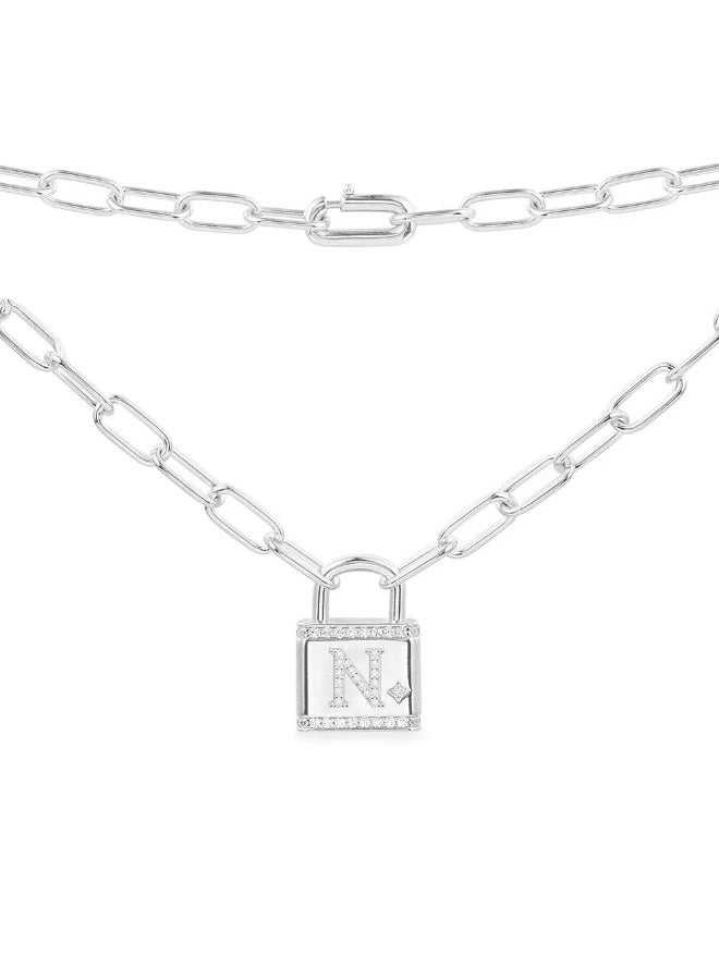 Alphabet N lock necklace