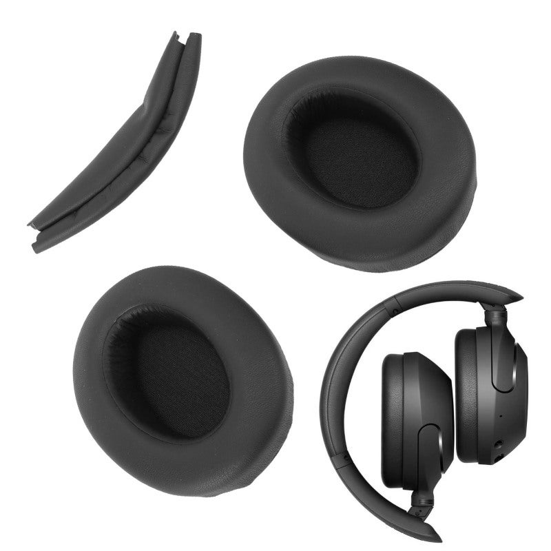 Replacement Ear Pads Blue Protein Leather Memory Foam - Noise Isolation Headband Cover for WH XB910N Headphone Long Extended Wear - Image 3