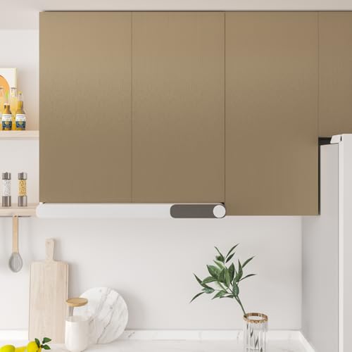 CHIHUT Brushed Stainless Steel Contact Paper Peel and Stick Countertop Contact Paper Metallic Champagne Gold Wallpaper Self Adhesive Waterproof Stainless Steel Vinyl Wrap for Appliances 12”x100” - Image 2