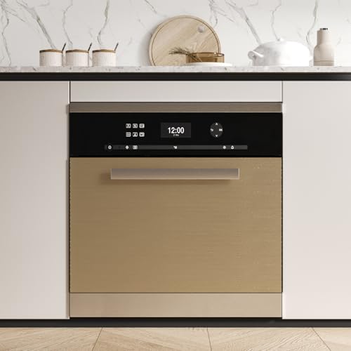 CHIHUT Brushed Stainless Steel Contact Paper Peel and Stick Countertop Contact Paper Metallic Champagne Gold Wallpaper Self Adhesive Waterproof Stainless Steel Vinyl Wrap for Appliances 12”x100” - Image 4