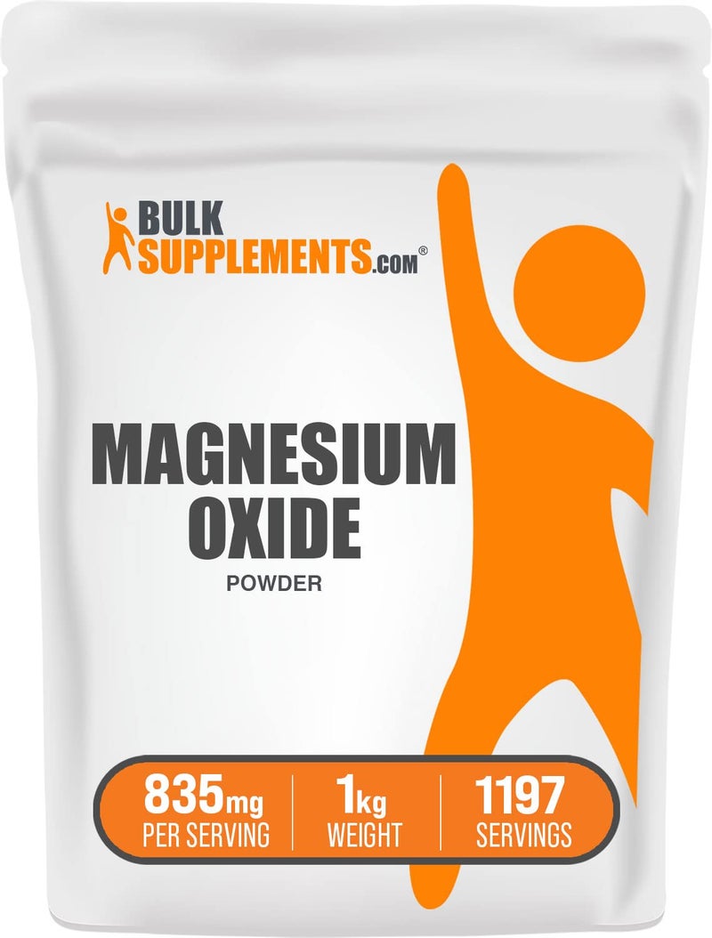 BulkSupplementscom Magnesium Oxide Powder Magnesium Oxide Supplement Mineral Supplement Food Grade Gluten Free 835mg per Serving 1kg 22 lbs Pack of 1