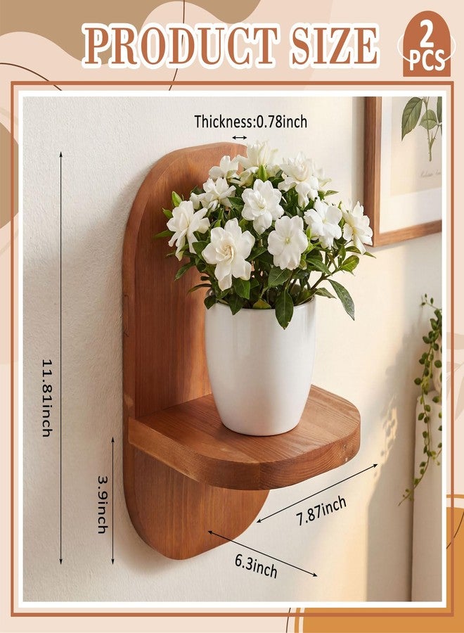 AceOrbit 2 Pack Wooden Wall Mounted Plant Holder, Wall Hanging Plant Holders for Indoor Plants Flower Pot Hanging Shelves for Bedroom Living Room Porch Balcony Outdoor Decor - Image 3