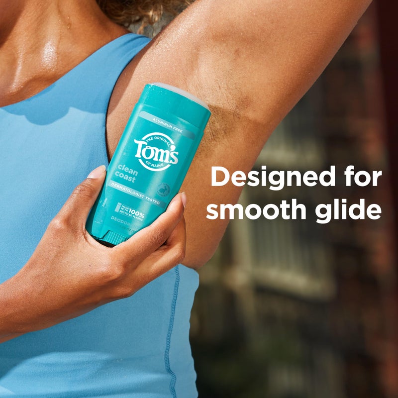 Tom's of Maine Tomâ€™s of Maine Clean Coast Aluminum Free Natural Deodorant For Women & Men | Goes on Clear | Odor & Wetness Protection | Naturally Derived and Moisture-Locking Ingredients | 3.25 oz (2 Pack) - Image 3