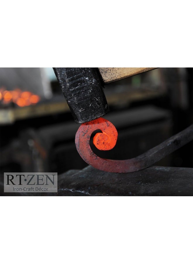 RTZEN Farmhouse Small Key Holder for Wall - Handcrafted Swirl Decorative 5 Key Hooks for Home Entryway - Wrought Iron Wall Mount Rack Purse Coat and Leash Holder or Organizer (Swirly Black) - Image 3