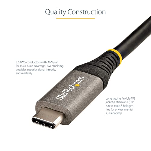 StarTech.com 3ft (1m) USB C Cable 10Gbps - USB-IF Certified USB-C Cable - USB 3.2 Gen 2 Type-C Cable - 100W (5A) Power Delivery Charging, DP Alt Mode - USB C to C Cord - Charge & Sync (USB31CCV1M) - Image 4