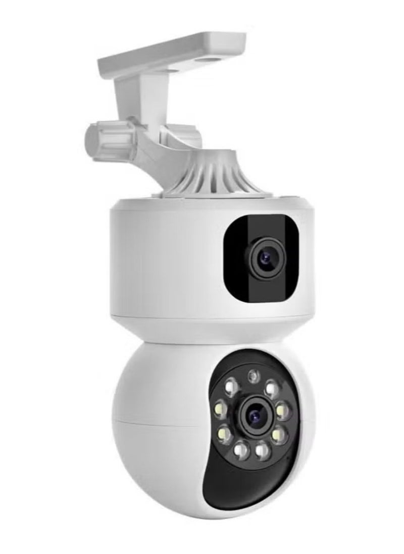 Dual-Lens HD WiFi Security Camera: 360° Pan/Tilt, Night Vision & Panoramic View, Two-Way Audio, Human Detection, Real-Time Alerts, Phone Remote Access for Multi-Room/Multi-Household Surveillance