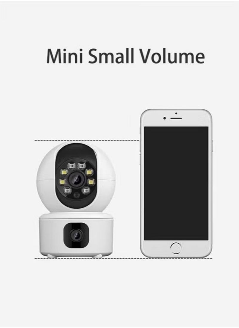 Dual-Lens HD WiFi Security Camera: 360° Pan/Tilt, Night Vision & Panoramic View, Two-Way Audio, Human Detection, Real-Time Alerts, Phone Remote Access for Multi-Room/Multi-Household Surveillance