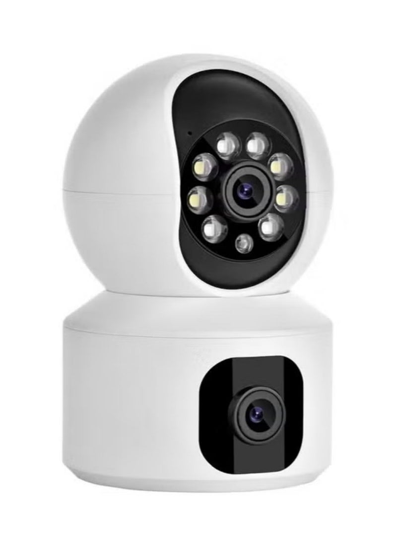 Dual-Lens HD WiFi Security Camera: 360° Pan/Tilt, Night Vision & Panoramic View, Two-Way Audio, Human Detection, Real-Time Alerts, Phone Remote Access for Multi-Room/Multi-Household Surveillance