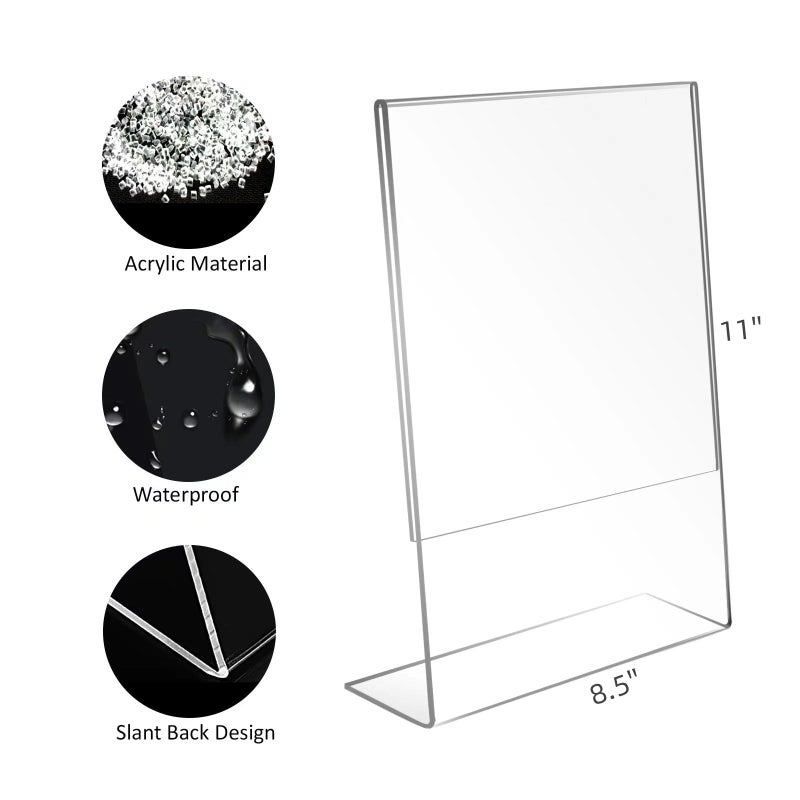 Bolidery 8.5x11 Acrylic Picture Frames  Set Of 6 Clear Acrylic Frameless Transparent Frame Gift for Desktop Display  Vertical Standing Picture or Display Sign Holder with Inserts for Home Office - Image 2