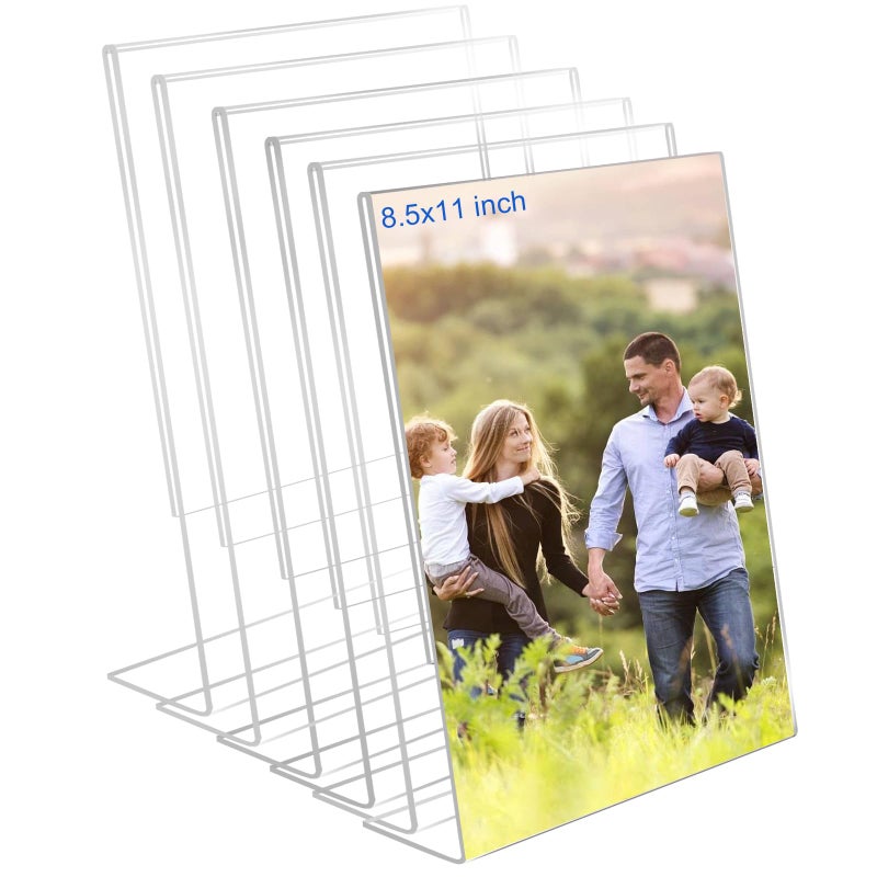 Bolidery 8.5x11 Acrylic Picture Frames  Set Of 6 Clear Acrylic Frameless Transparent Frame Gift for Desktop Display  Vertical Standing Picture or Display Sign Holder with Inserts for Home Office - Image 1
