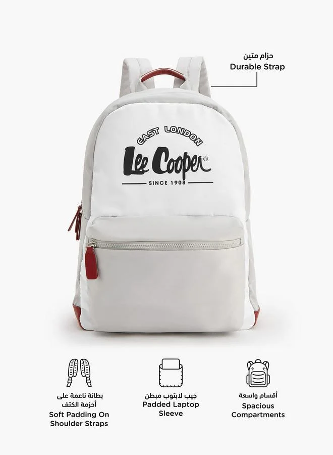 Lee Cooper Logo Print School Backpack With Front Pocket - 29.5x15x44 CM