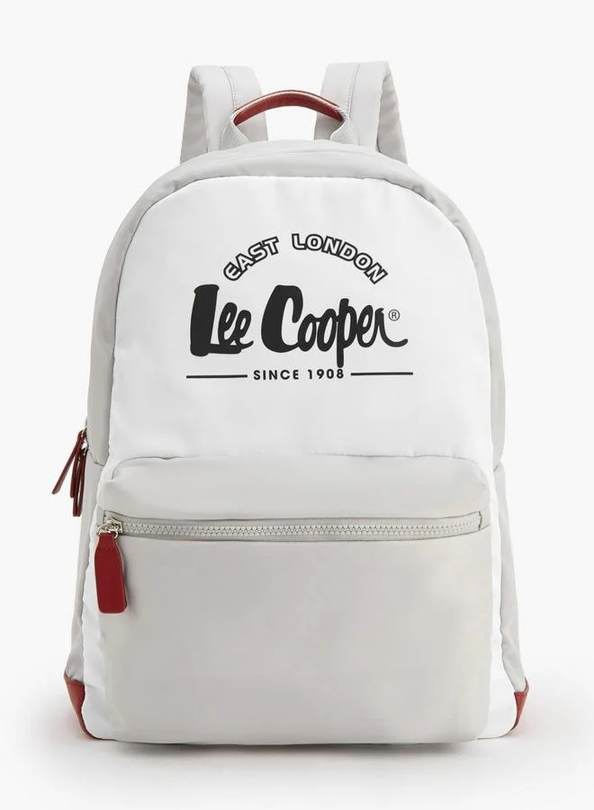 Lee Cooper Logo Print School Backpack With Front Pocket - 29.5x15x44 CM