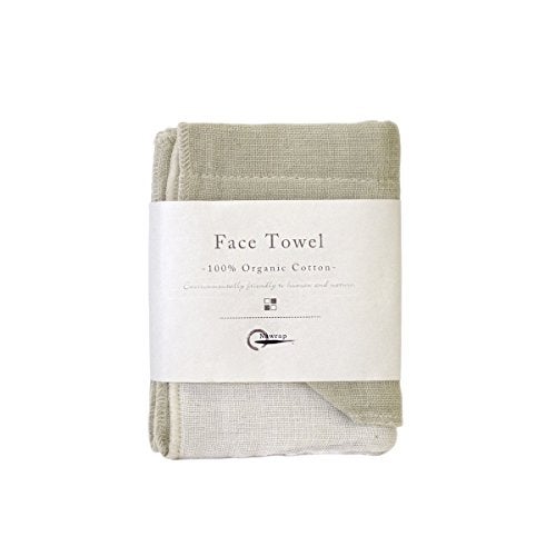 Nawrap 100% Organic Cotton, Face Towel, Green/Ivory - Image 1