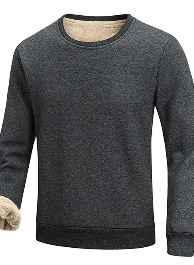 Gihuo Men's Warm Crewneck Sweatshirt Winter Sherpa Lined Fleece Sweatshirt Athletic Pullover Tops Loungewear (Grey, L) - Image 1
