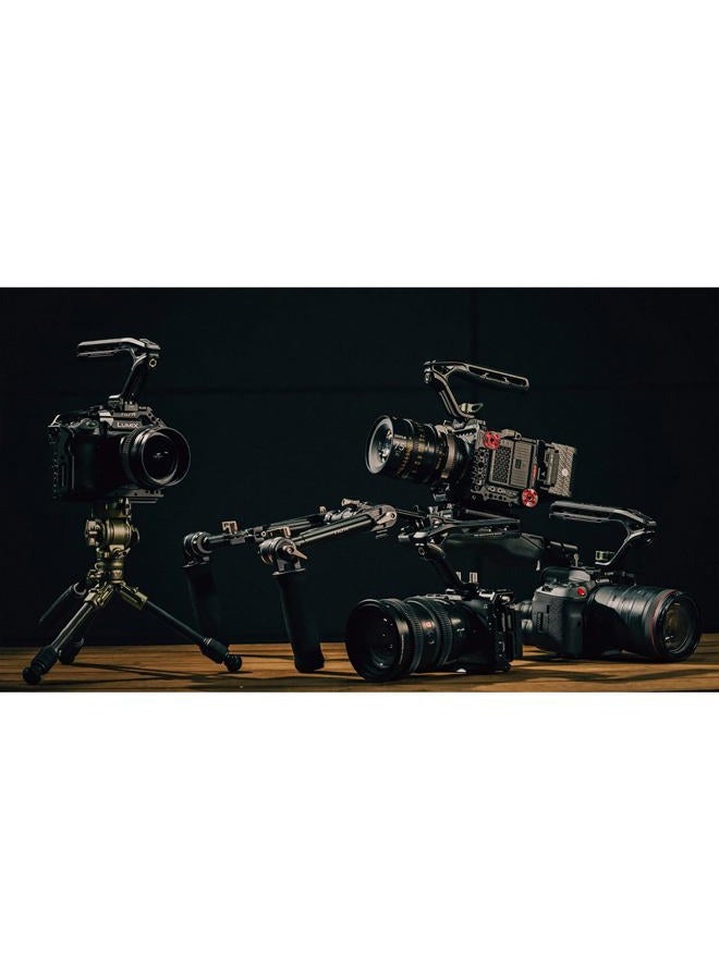 Tilta Xeno Top Handle | Aluminum Alloy and Silicone Build | Fits Most Cameras/Cages | 1/4″-20 and 3/8″-16 Threads w/Locating Points | Safety Release Pin (Titanium Gray, Dual 1/4″) - Image 2