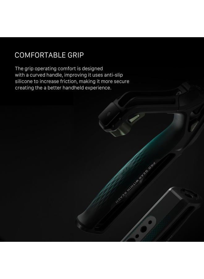 Tilta Xeno Top Handle | Aluminum Alloy and Silicone Build | Fits Most Cameras/Cages | 1/4″-20 and 3/8″-16 Threads w/Locating Points | Safety Release Pin (Titanium Gray, Dual 1/4″) - Image 5