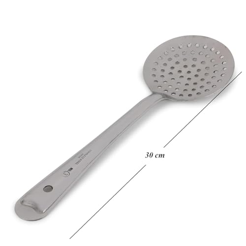 ZEVORA Kitchen Tools Stainless Steel Heavy Gauge Non-Stick 4 Piece Set of Skimmer (Jhara) and Slotted Turner/Spatula (Palta) for Cooking/Frying/Stirring/Basting 03 - Image 4