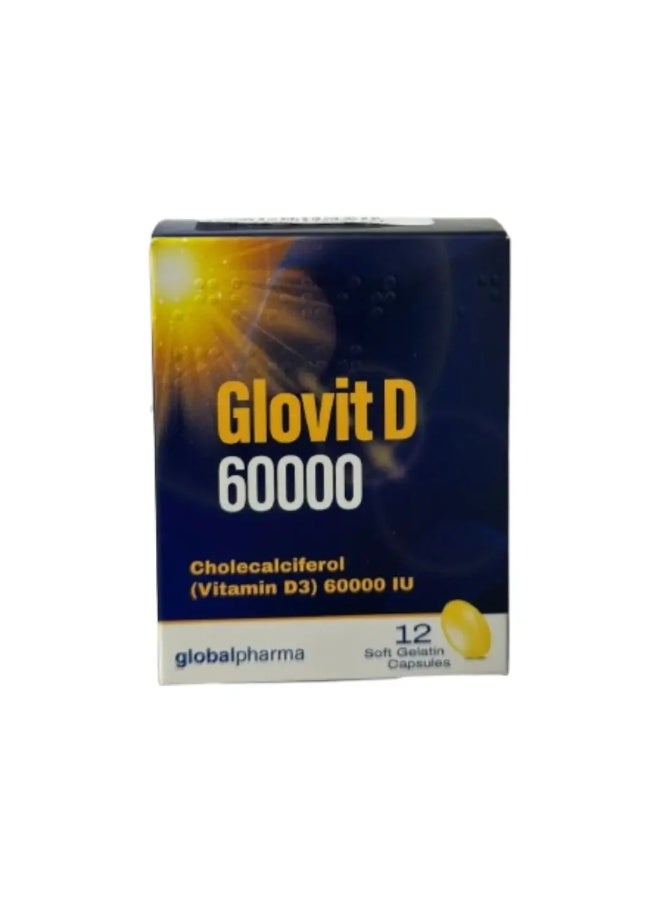 Glovit D Cholecalciferol (Vitamin D3) 60000 IU Soft Gelatin Capsules, 12 Count