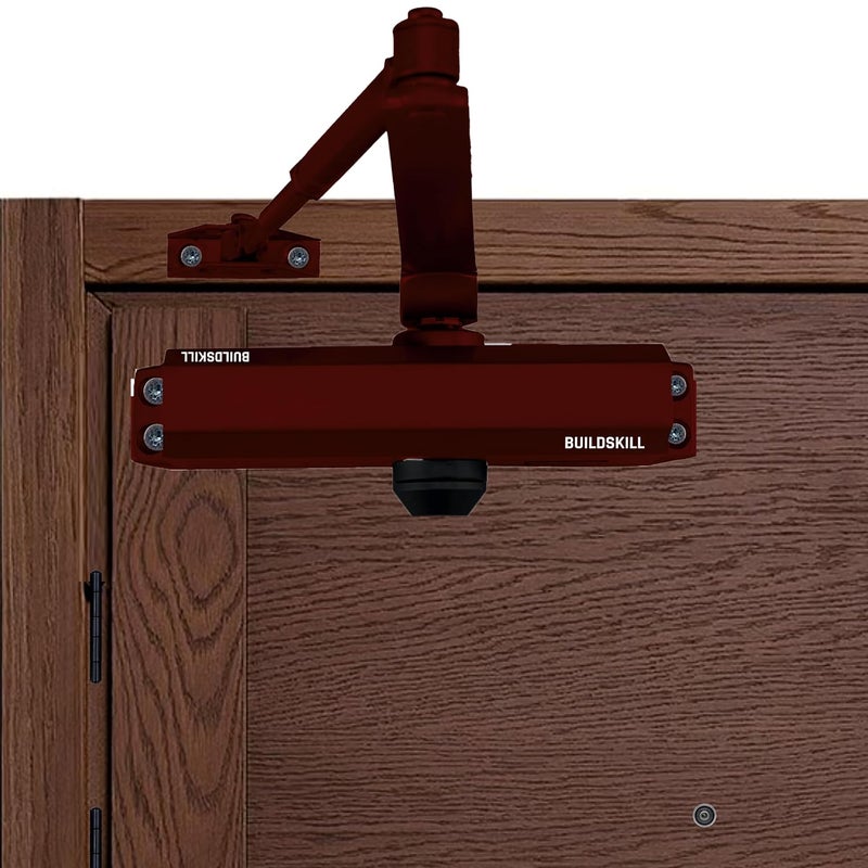 BUILDSKILL Hydraulic Door Closer with Scissors Arm, Door Closer for Wooden Door, Aluminium, Metal Door, Automatic Door Closer for Home, Door Stopper with Adjustable Speed, 65 Kg, Brown (Pack of 1) - Image 1
