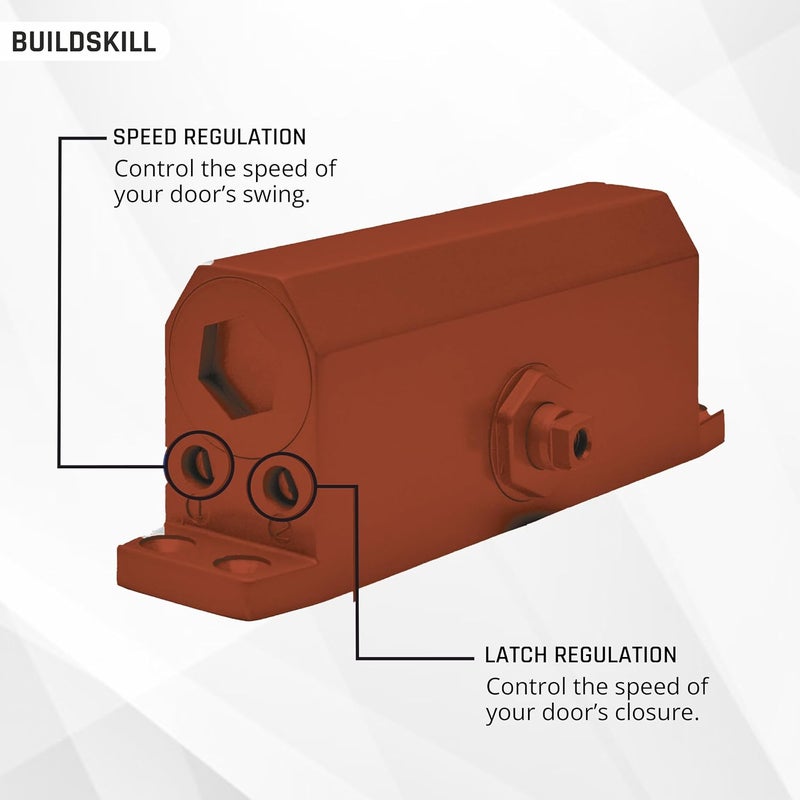 BUILDSKILL Hydraulic Door Closer with Scissors Arm, Door Closer for Wooden Door, Aluminium, Metal Door, Automatic Door Closer for Home, Door Stopper with Adjustable Speed, 65 Kg, Brown (Pack of 1) - Image 3