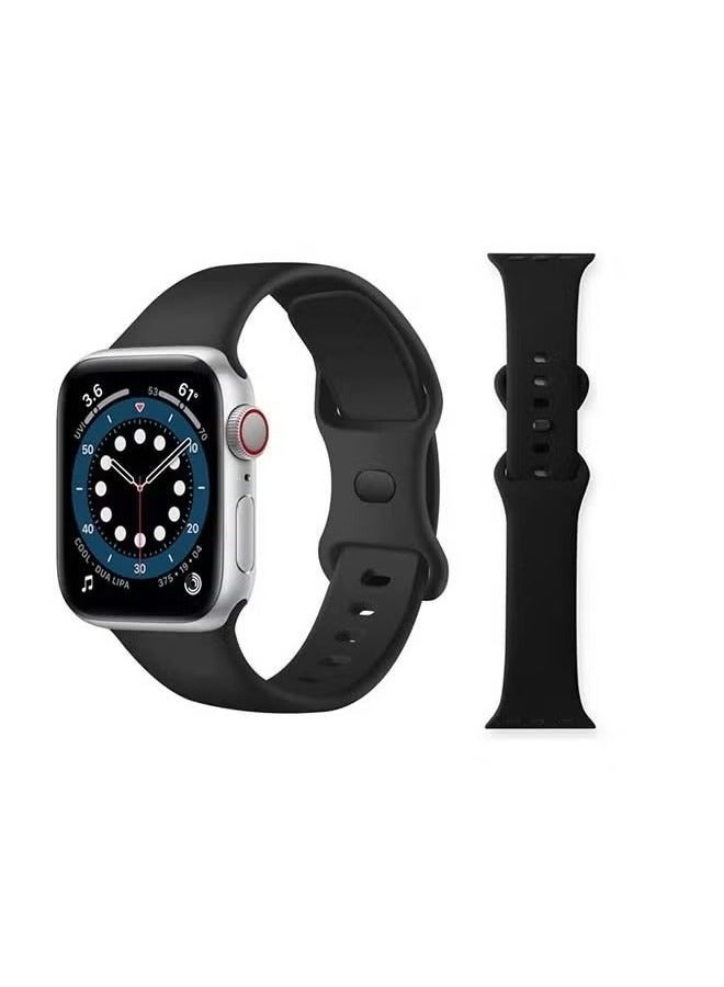 vesus Infinity Solid Silicone Replacement Band for Apple Watch Series 1/2/3/4/5/6/SE 44/42mm Black