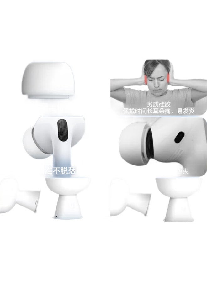 Stiger [Two Pairs] Ear Tips, Earbuds Covers, Compatible With Airpods Pro 2Nd Generation, Apple Bluetooth Earphones, Silicone Tips, Soft Plugs, Ultra-Thin, Medium + Small Sizes - Image 3