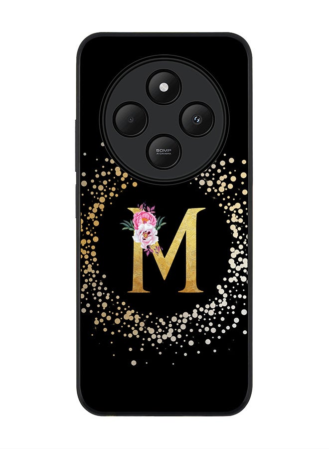 Stylizedd For Xiaomi Redmi 14C / 14R Case,Slim fit Camera Protection, Shockproof Thin Phone cover - Custom Monogram Floral - M ( Black ) - Image 1