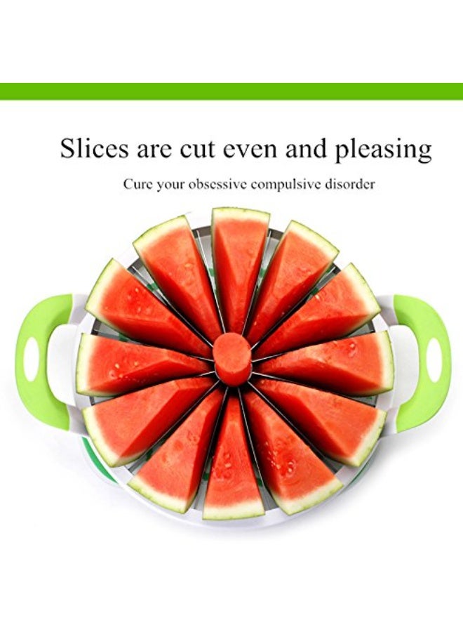 Extra Large Watermelon Slicer Cutter Comfort Silicone Handle,Home Stainless Steel Round Fruit Vegetable Slicer Cutter Peeler Corer Server for Cantaloup Melon,Pineapple,Honeydew,Get 12,As Seen On TV - Image 2