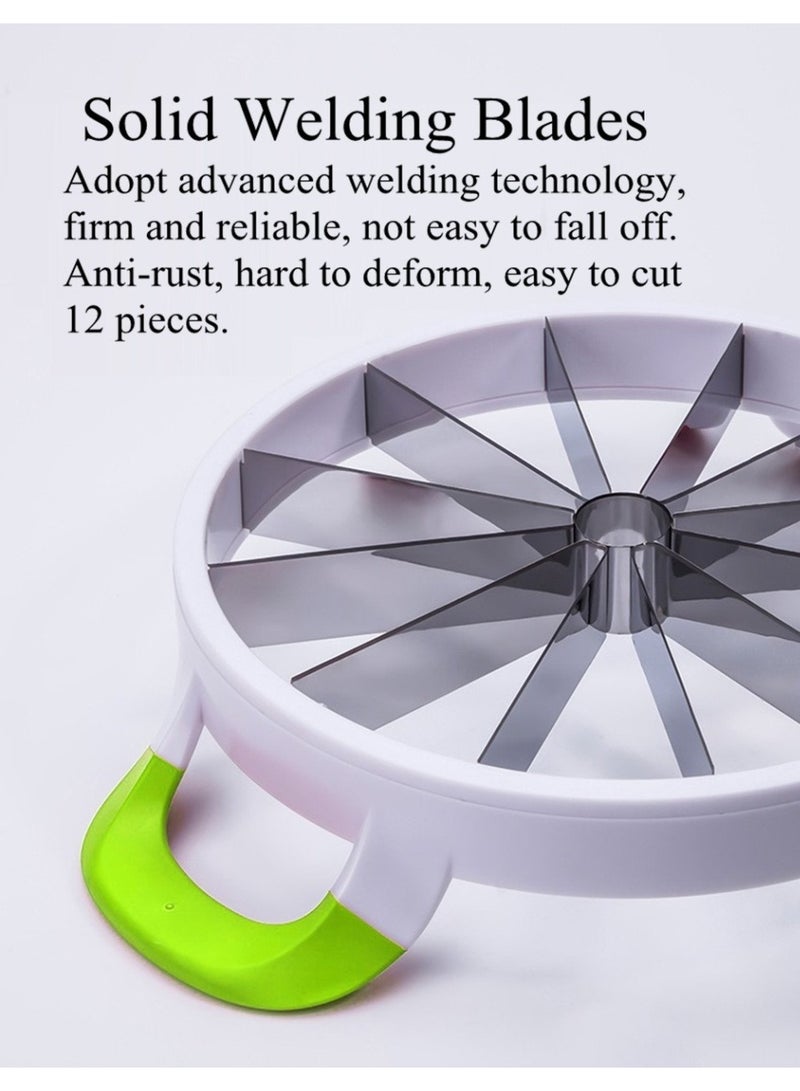 Extra Large Watermelon Slicer Cutter Comfort Silicone Handle,Home Stainless Steel Round Fruit Vegetable Slicer Cutter Peeler Corer Server for Cantaloup Melon,Pineapple,Honeydew,Get 12,As Seen On TV - Image 4