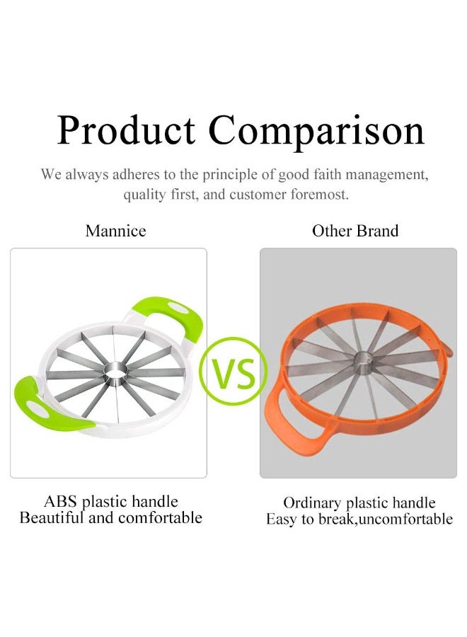 Extra Large Watermelon Slicer Cutter Comfort Silicone Handle,Home Stainless Steel Round Fruit Vegetable Slicer Cutter Peeler Corer Server for Cantaloup Melon,Pineapple,Honeydew,Get 12,As Seen On TV - Image 5