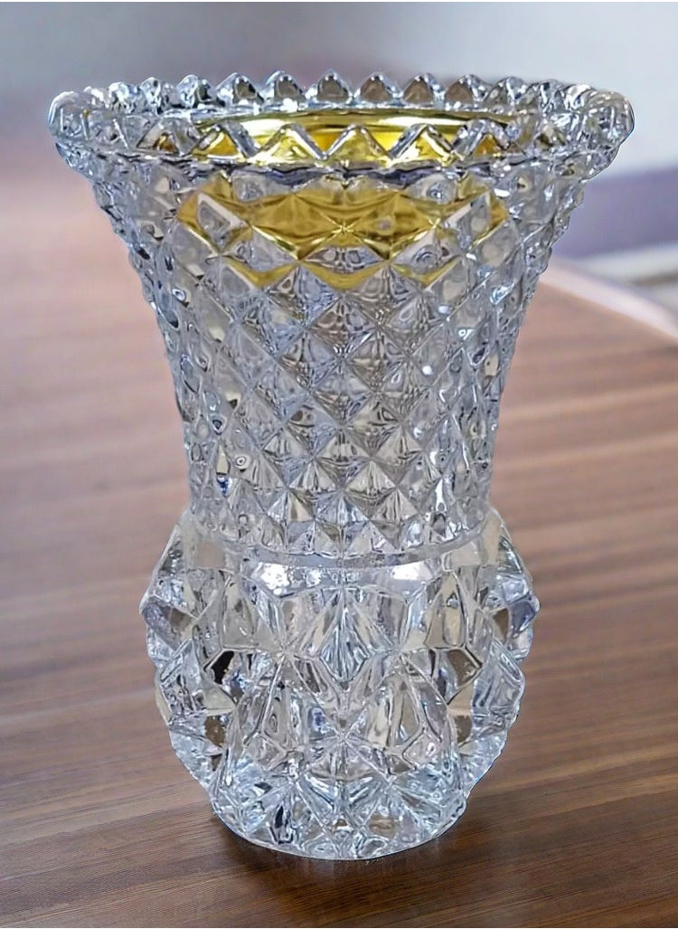 ALSAQER - Alsaqer Crystal Glass Bakhoor Burner | Oud burner | Incense Bakhoor Charcoal Burner | Frankincense Burner | Madkhan | Mabkhara | Bakhoor Gold Incense Burner (Clear) - Image 1