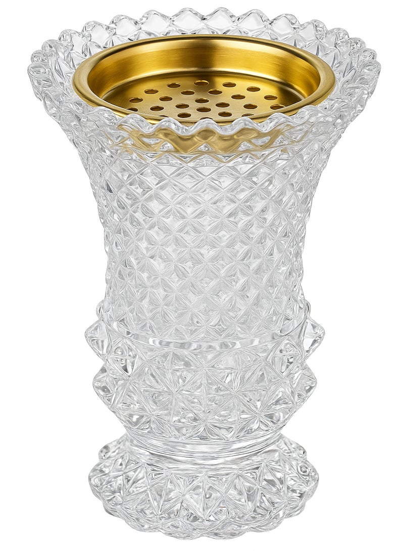 Alsaqer Crystal Glass Bakhoor Burner | Oud burner | Incense Bakhoor Charcoal Burner | Frankincense Burner | Madkhan | Mabkhara | Bakhoor Gold Incense Burner (Clear) - Image 5