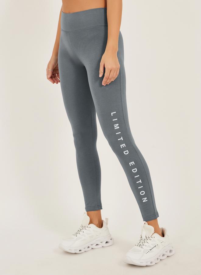 Styli Slogan Print Ankle Length Leggings  - Image 2