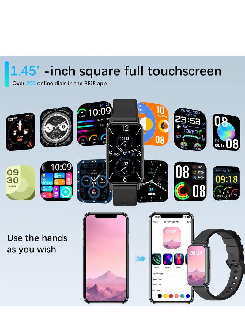 PEJE PEJE Smartwatch,Smart Watch for Men(Answer/Make Calls)1.45” HD Display,120+ Sport Modes,IP68 Waterproof Fitness Watch, with SpO2/Heart Rate/Sleep Monitor,Smartwatch Compatible Android iOS  - Image 5