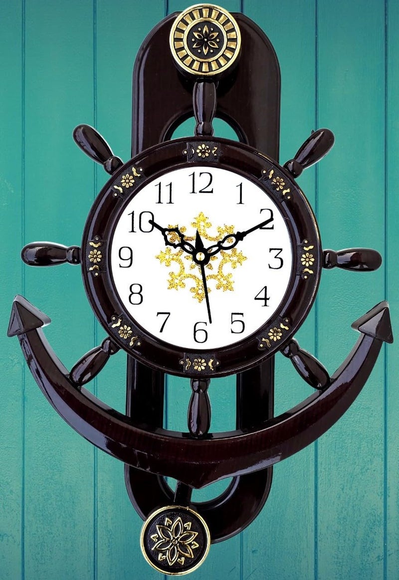 E - Ezra E Ezra Plastic Abstract Pendulum Analog Wall Clock 35 x 24 Cm - Image 1