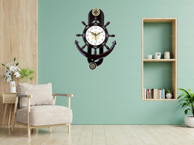 E - Ezra E Ezra Plastic Abstract Pendulum Analog Wall Clock 35 x 24 Cm - Image 4