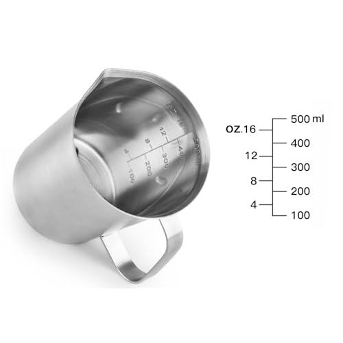 CURTA 18/8 Stainless Steel Measuring Cup with Handle and Pour Lip, Metal Pitcher with Oz and ML marking, 16OZ/500ML- 2 Cup), Heavy-Duty Pitcher - Image 4
