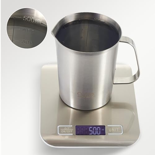 CURTA 18/8 Stainless Steel Measuring Cup with Handle and Pour Lip, Metal Pitcher with Oz and ML marking, 16OZ/500ML- 2 Cup), Heavy-Duty Pitcher - Image 2