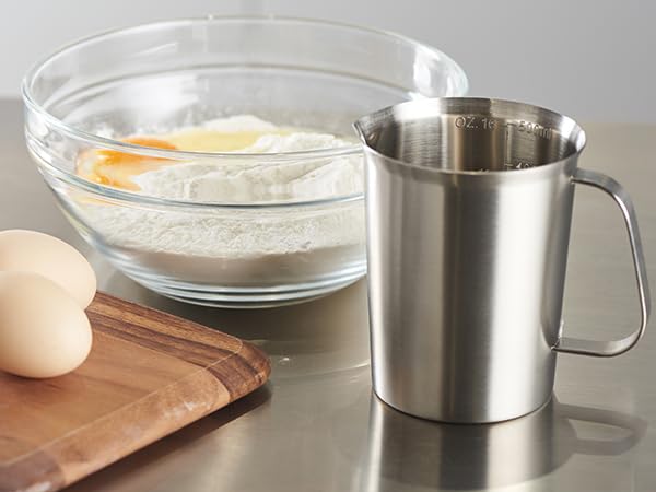 CURTA 18/8 Stainless Steel Measuring Cup with Handle and Pour Lip, Metal Pitcher with Oz and ML marking, 16OZ/500ML- 2 Cup), Heavy-Duty Pitcher - Image 5