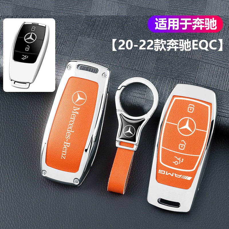 غطاء مفتاح لمرسيدس بنز EQC350 موديل 2022 - غطاء حماية معدني من سبيكة الزنك للـEQC400، للرجال والنساء - Image 2