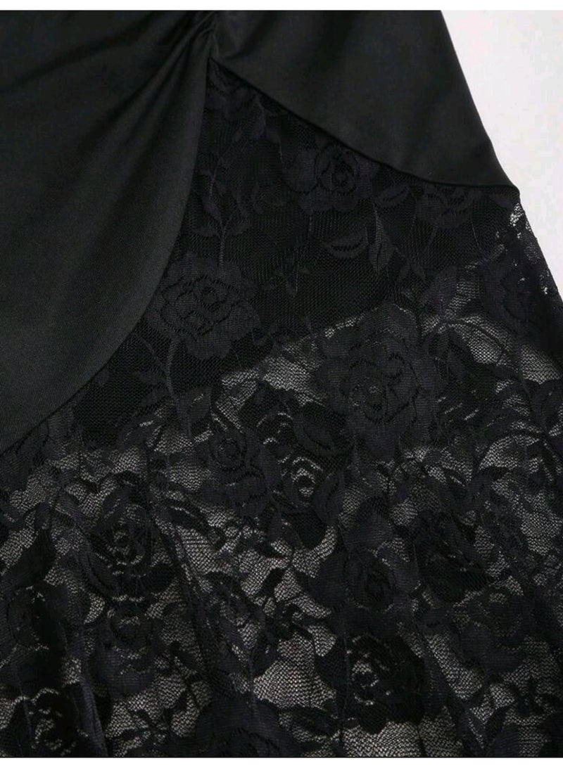 SHEIN modern High Waist Slimming Lace Patchwork Fishtail Bodycon Skirt, Spring/Summer Women - Image 4