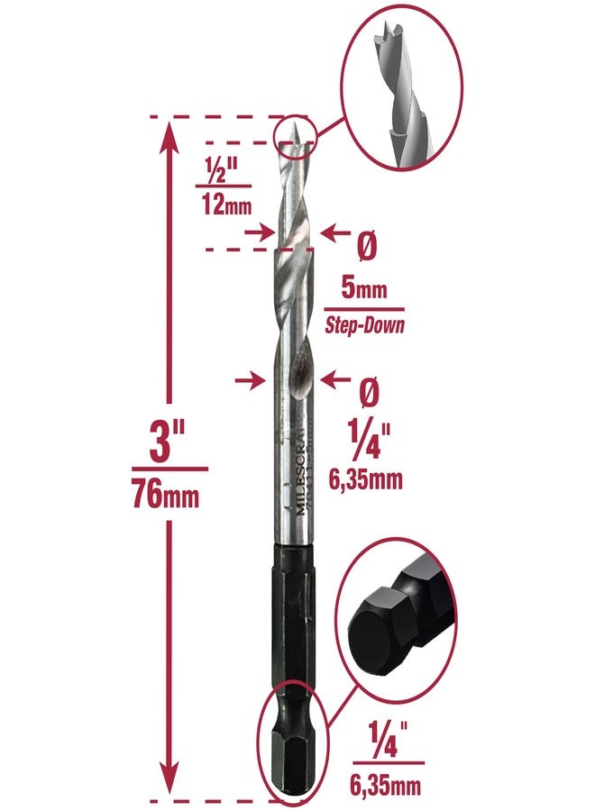 مايلكرافت مثقاب ميلزكرافت ٢٣٣٢ بقطر ٥ مم - مثقاب متري بديل لمثقاب ١٣٤٣ - يثقب ثقوبًا دبوسية بقطر ٥ مم. ساق توصيل سريع ١/٤ بوصة مع تدريج ٥ مم. هيكل من الفولاذ المتين عالي السرعة. - Image 2