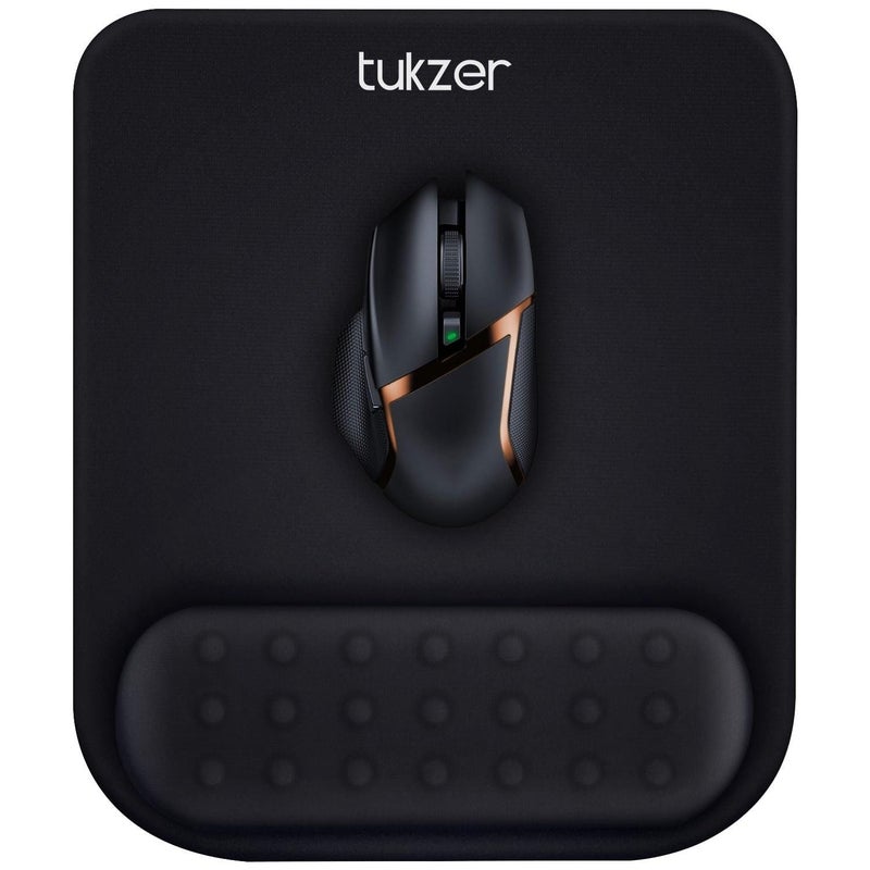 tuKZer Gel Mouse Pad Wrist Rest Memory-Foam Ergonomic Mousepad| Cushion Wrist Support & Pain Relief| Suitable for Gaming, Computer, Laptop, Home & Office Non-Slip Rubber Base (Black) - Image 1