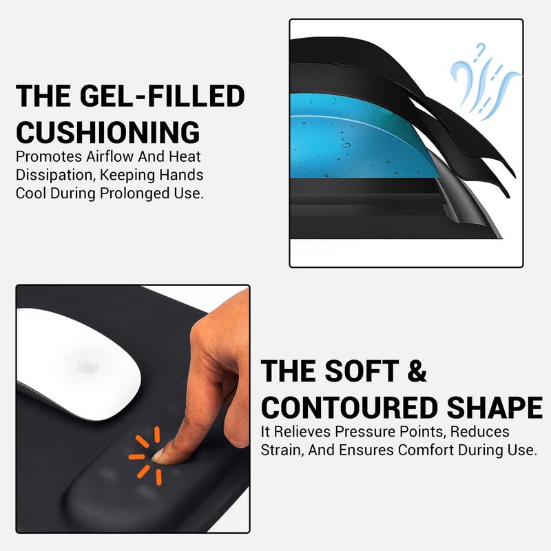 tuKZer Gel Mouse Pad Wrist Rest Memory-Foam Ergonomic Mousepad| Cushion Wrist Support & Pain Relief| Suitable for Gaming, Computer, Laptop, Home & Office Non-Slip Rubber Base (Black) - Image 5